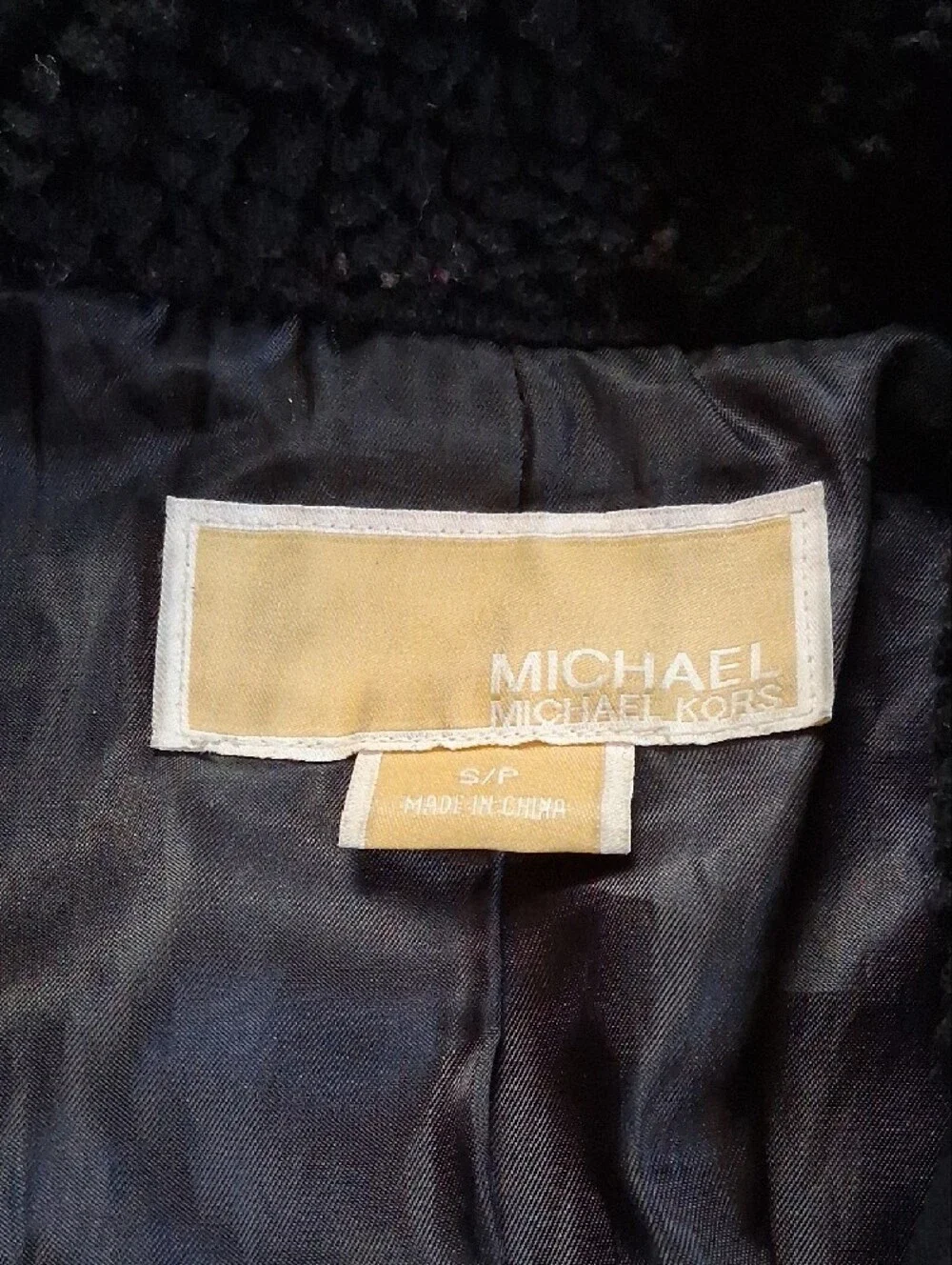 Michael Kors Black Leather Jacket with Sherpa Collar